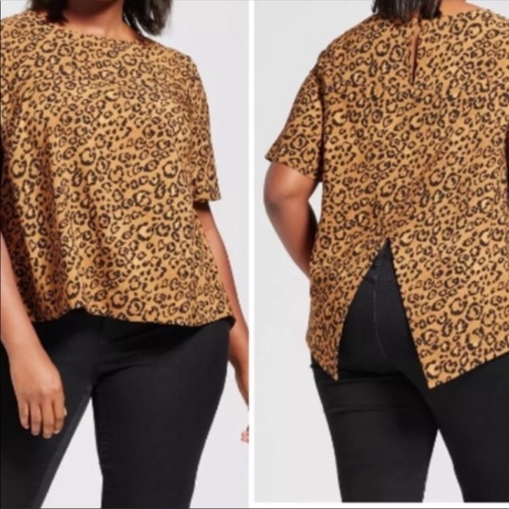 Ava & Viv leopard print top sz 1X